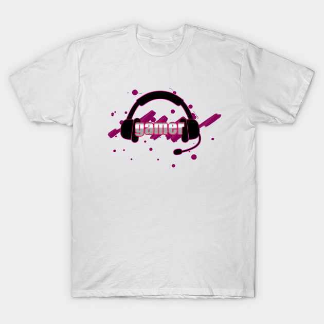 Gamer - Headphones Pink T-Shirt-TOZ